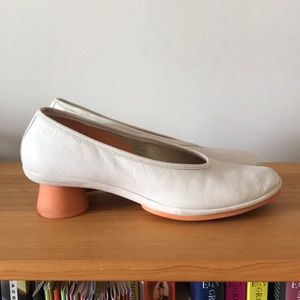 Camper Alright Heels-White leather orange heel-39